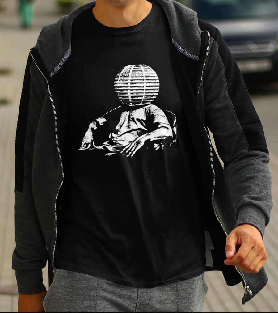 Sure, Here's A New Title For The : "Surreal Distressed Globe Head Sitting Figure T-Shirt