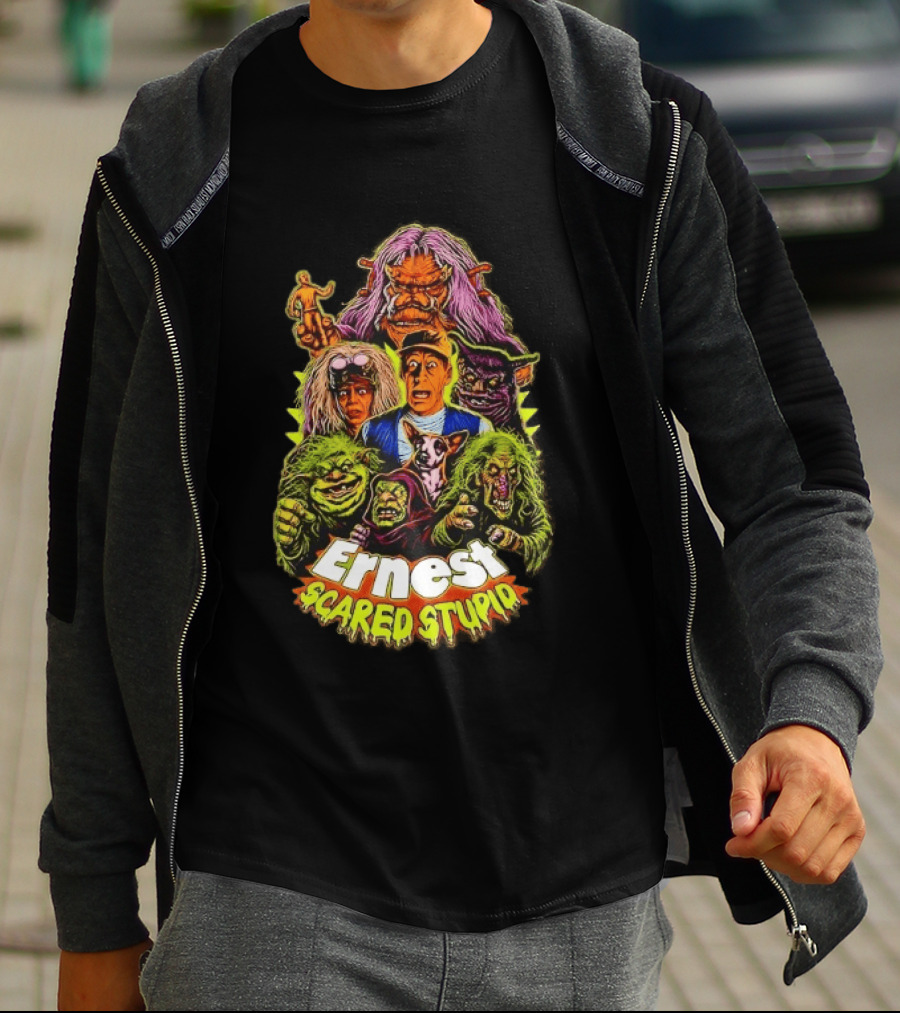 Ernest Scared Stupid Movie Characters Jim Varney Trolls Colorful T-Shirt