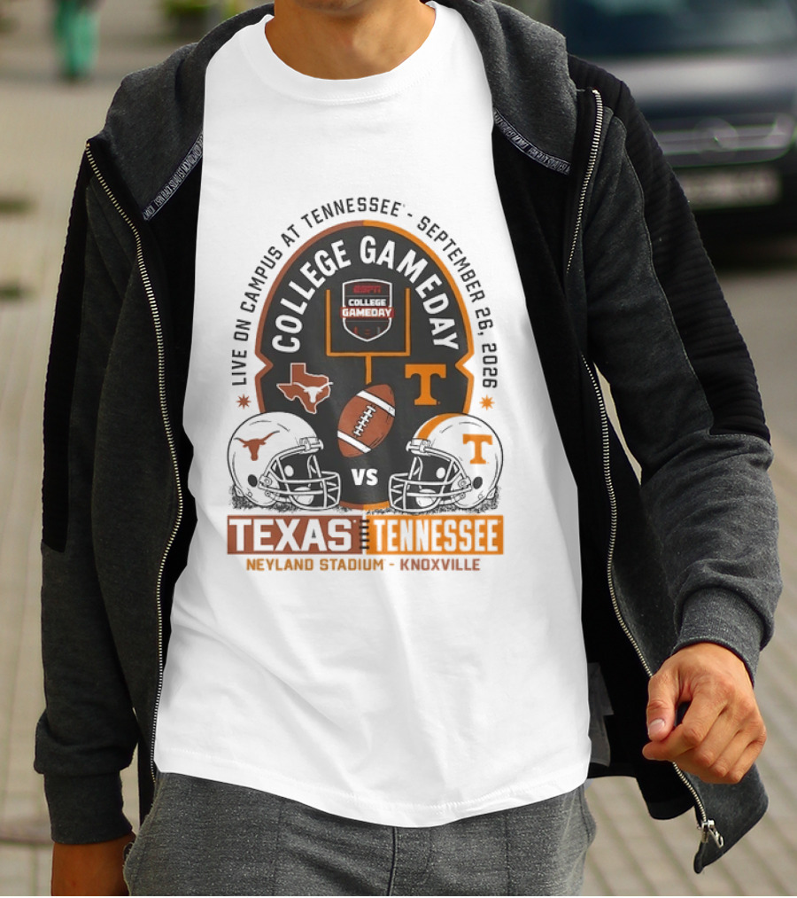 Live On Campus ESPN College GameDay Texas Vs Tennessee Neyland Stadium September 26 2026 T-Shirt