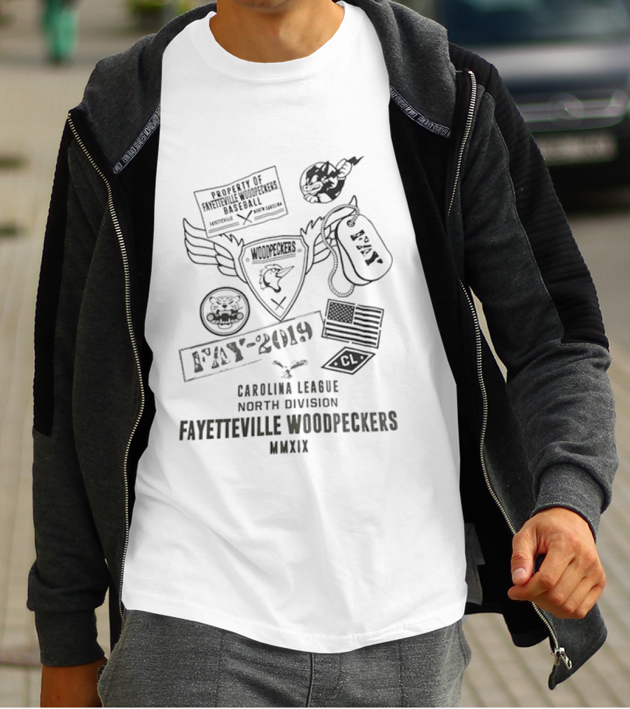 Fayetteville Woodpeckers Property Of Baseball Carolina League North Division 2019 MNXIX FAY T-Shirt