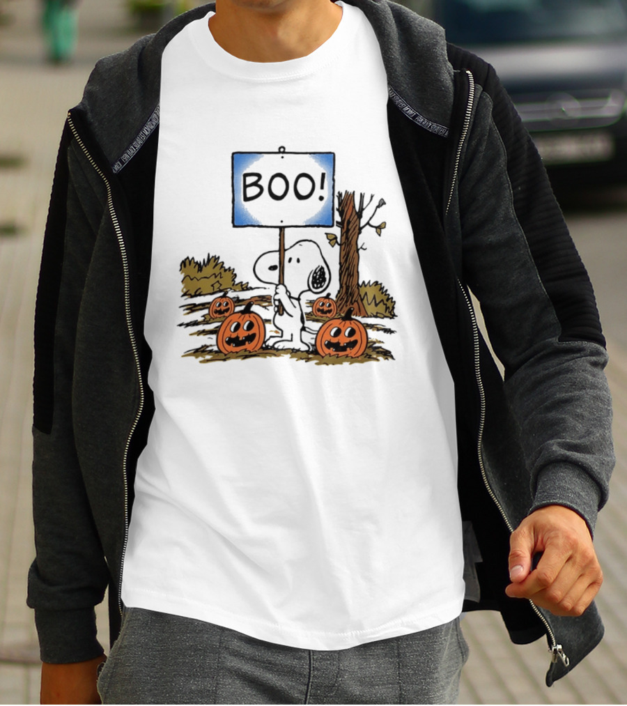 Snoopy Boo Sign Peanuts Halloween Pumpkins T-Shirt