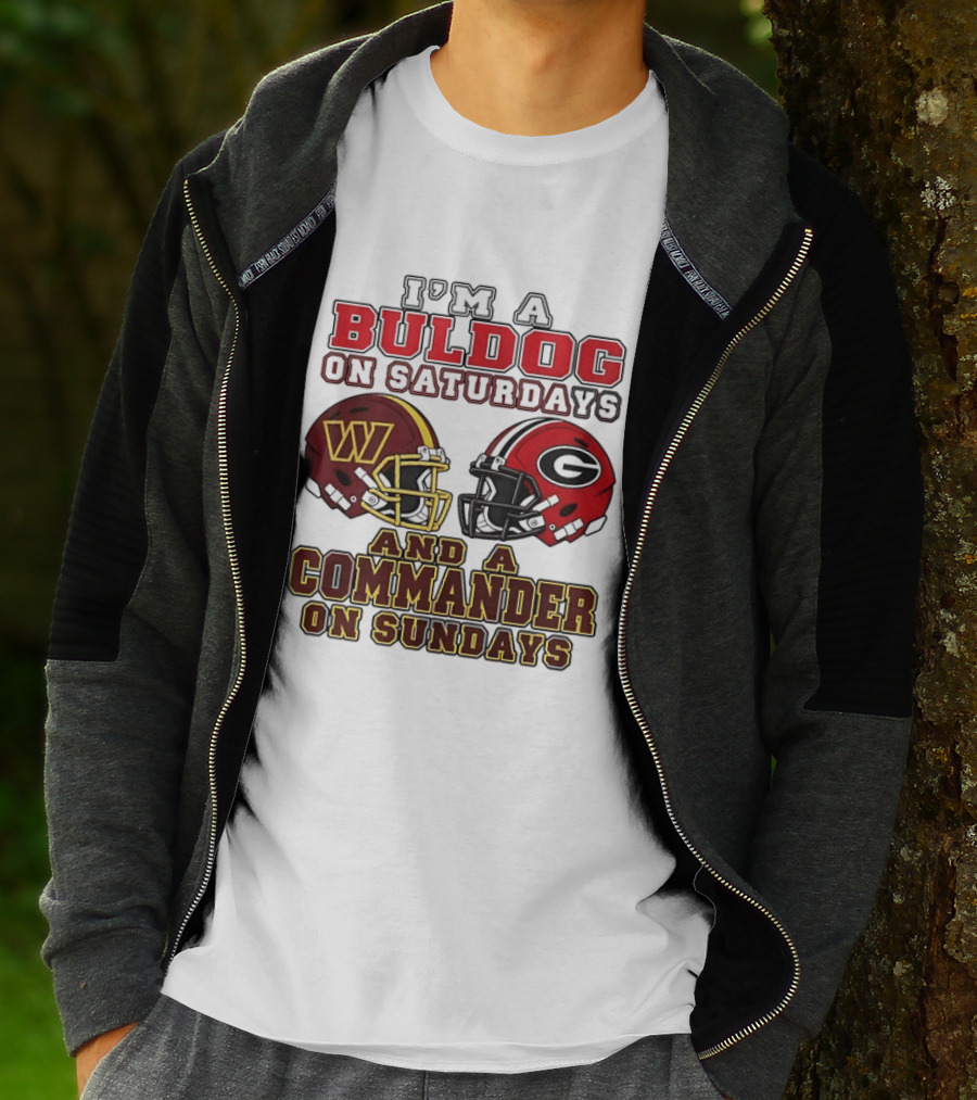 I'm A Bulldog On Saturdays And A Commander On Sundays Football Helmets T-Shirt