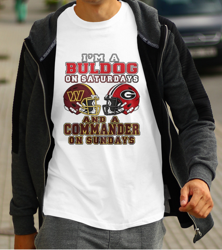 I'm A Bulldog On Saturdays And A Commander On Sundays Football Helmets T-Shirt