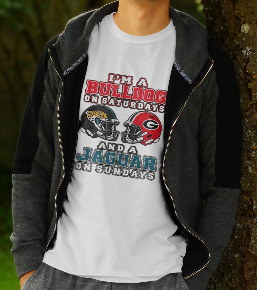 I'm A Bulldog On Saturdays Georgia Bulldogs And A Jaguar On Sundays Jacksonville Jaguars T-Shirt
