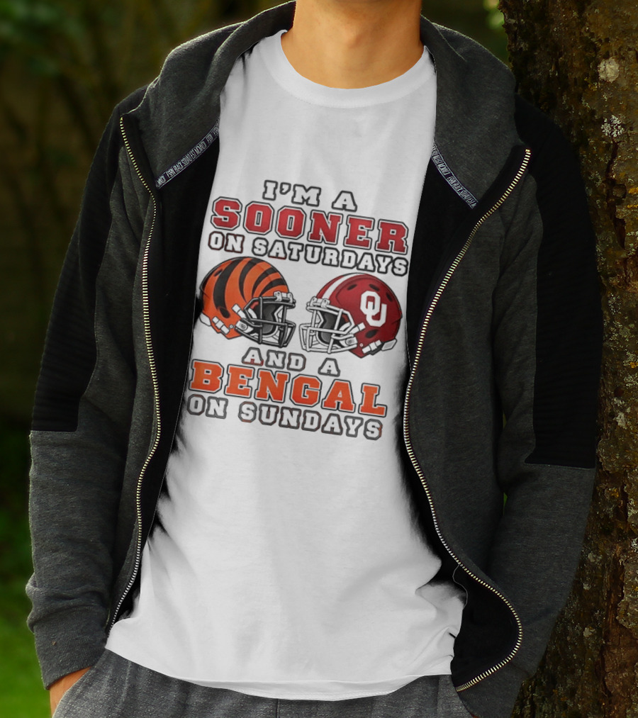I'm A Sooner On Saturdays And A Bengal On Sundays Sports Fan Gear T-Shirt