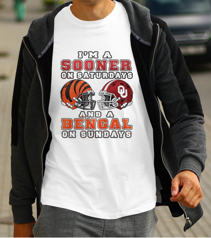 I'm A Sooner On Saturdays And A Bengal On Sundays Sports Fan Gear T-Shirt