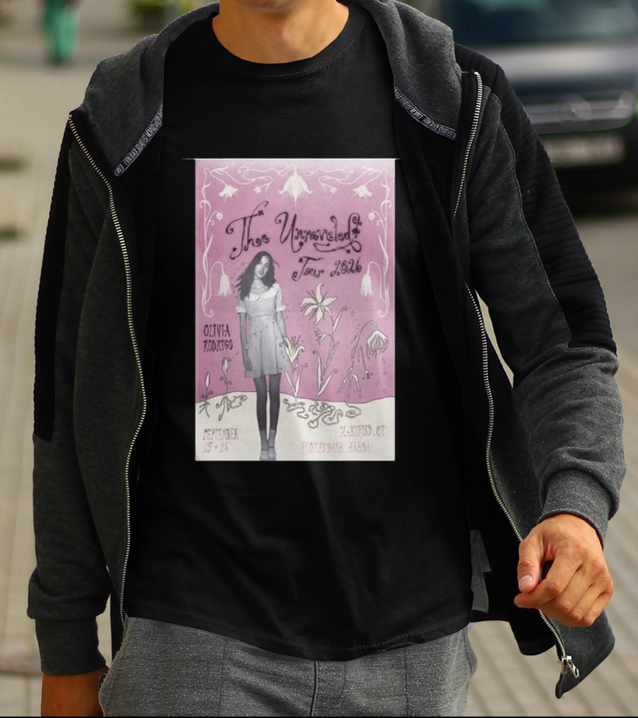 The Unraveled Tour Olivia Rodrigo 2026 Hartford Show September 26 XL Center Floral T-Shirt