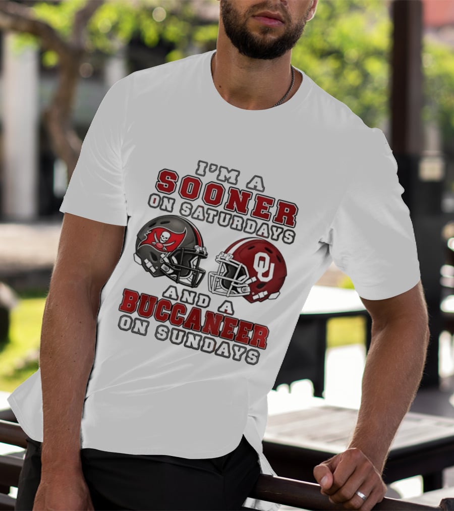 I'm A Sooner On Saturdays And A Buccaneer On Sundays Football Helmets T-Shirt