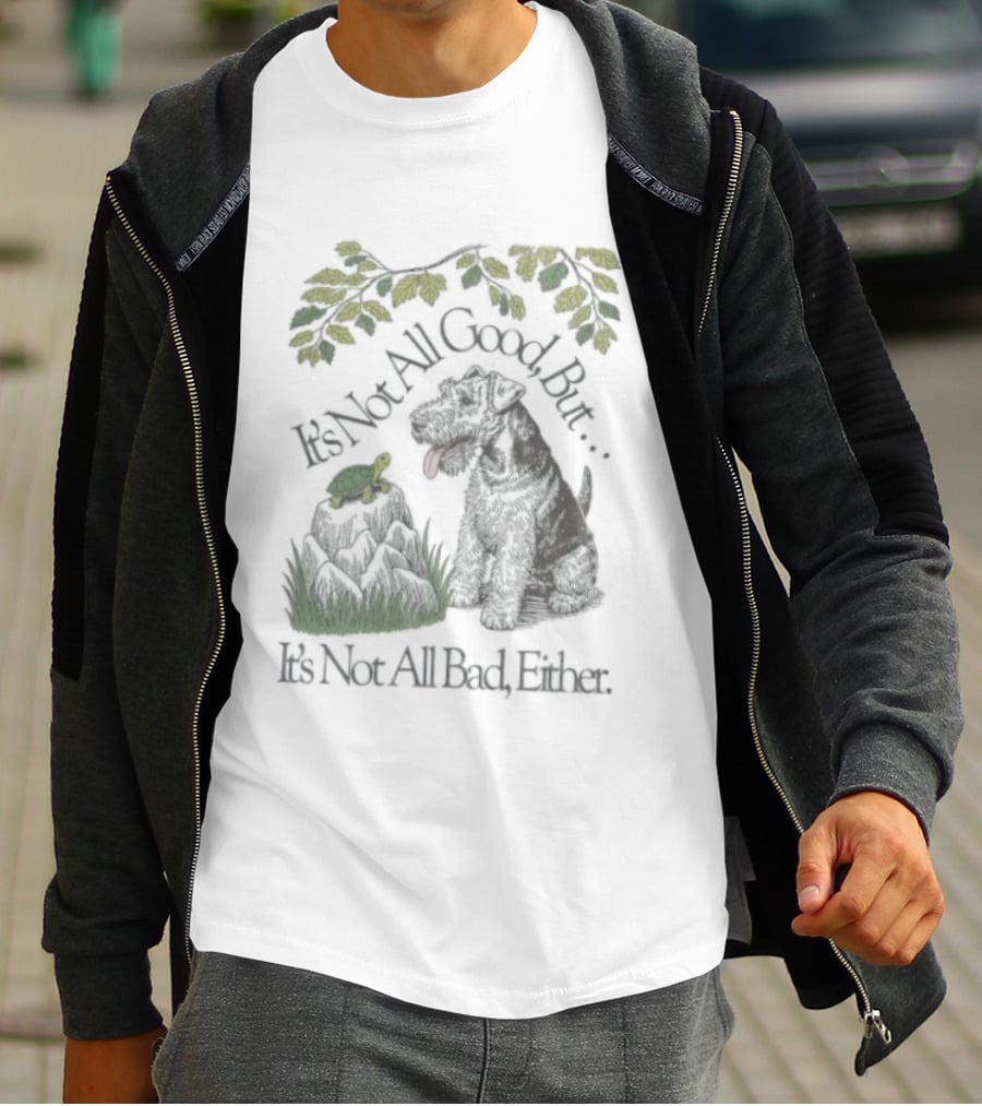 It's Not All Good But It's Not All Bad Either Dog And Turtle Under Yellow Leaves T-Shirt