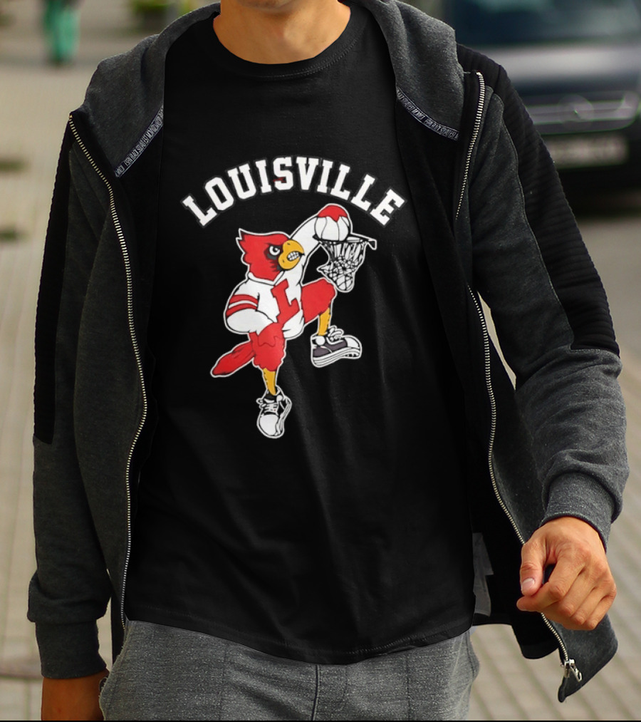 Louisville Cardinals Basketball Mascot Dunking T-Shirt