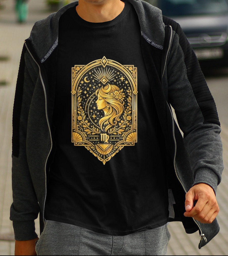 Virgo Goddess Zodiac Symbol Astrology Art Nouveau T-Shirt
