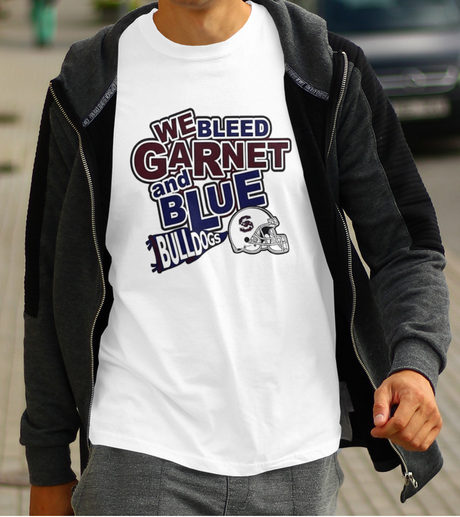 We Bleed Garnet And Blue Bulldogs South Carolina State Football T-Shirt