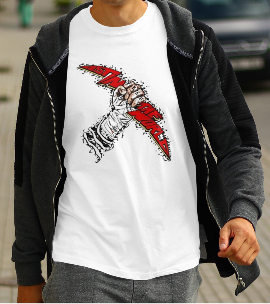 MMA Fighter Fist Power Justin The World Red And Black T-Shirt