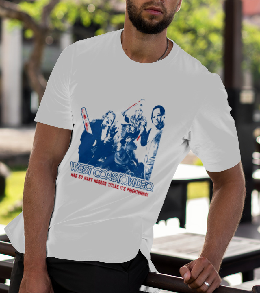West Coast Video Horror It's Frightening Slasher Movie Halloween T-Shirt