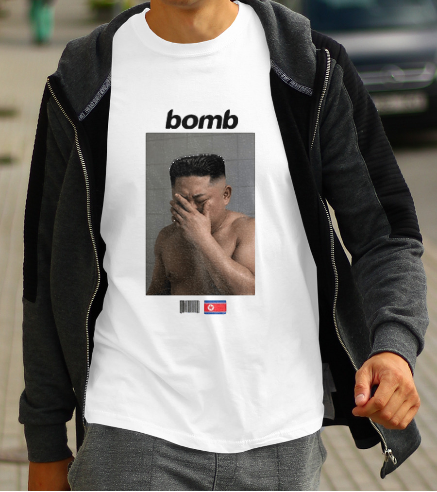 Kim Jong Un Bomb Meme Bathroom North Korea Flag T-Shirt