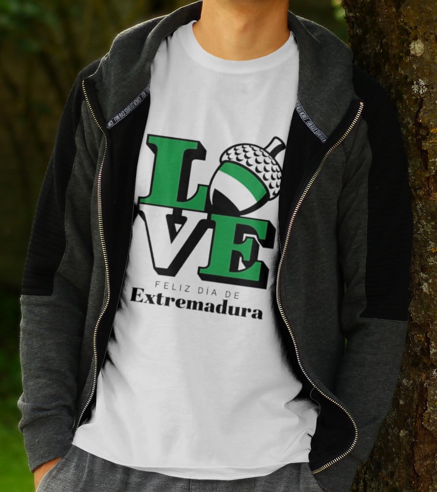 Love Feliz Día De Extremadura Acorn Icon Spain Celebration T-Shirt