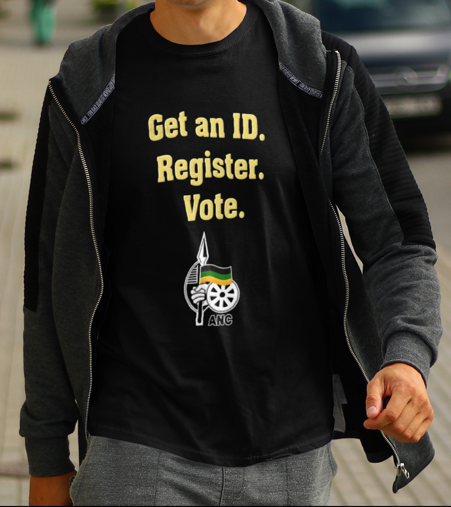ANC Get An ID Register Vote Encouragement With Iconic Spear And Wheel T-Shirt