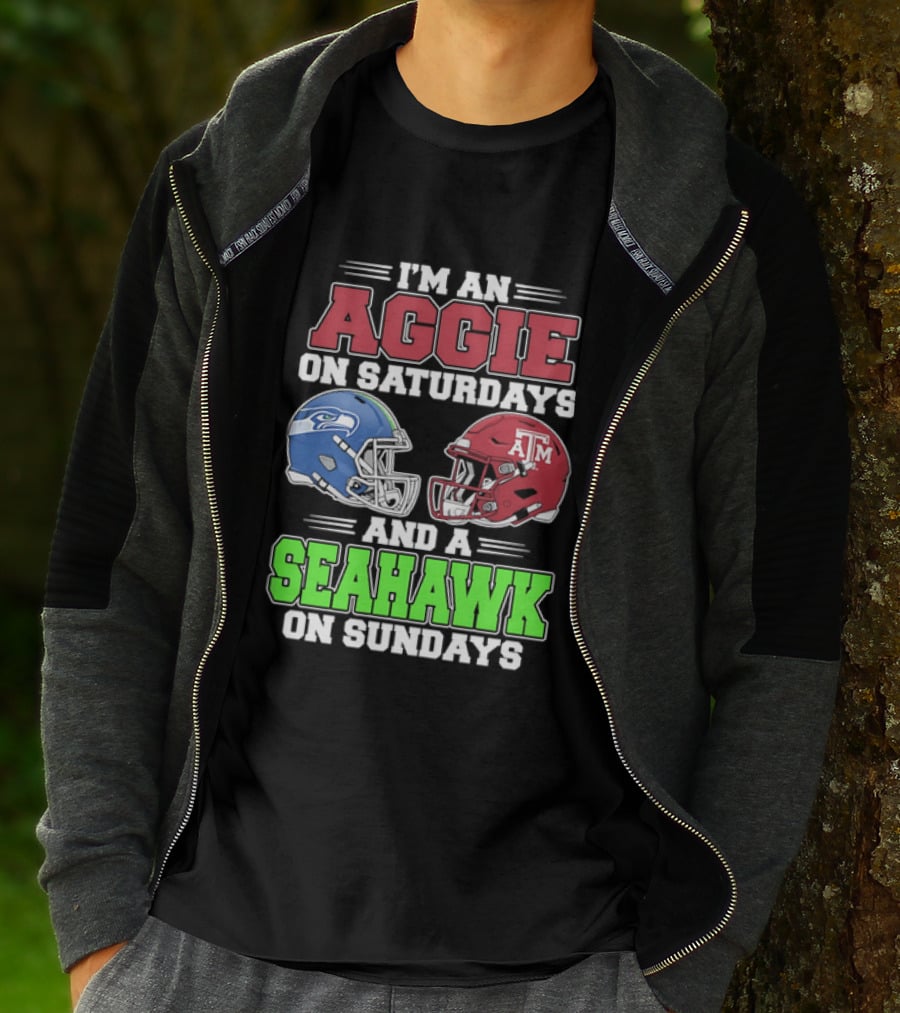 I'm An Aggie On Saturdays And A Seahawk On Sundays Football Helmets T-Shirt