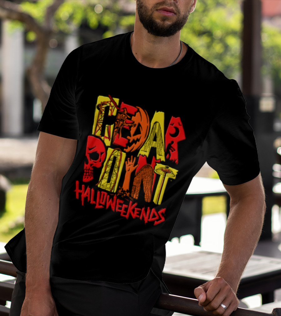 Cedar Point Halloweekends Roller S Scarecrow Skull Zombie Halloween Event T-Shirt