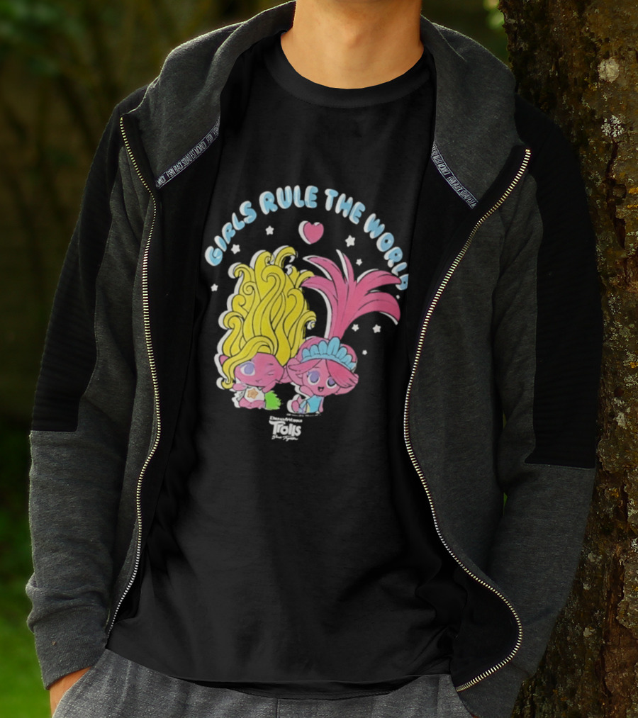 DreamWorks Trolls Band Together Girls Rule The World Bright Colorful T-Shirt