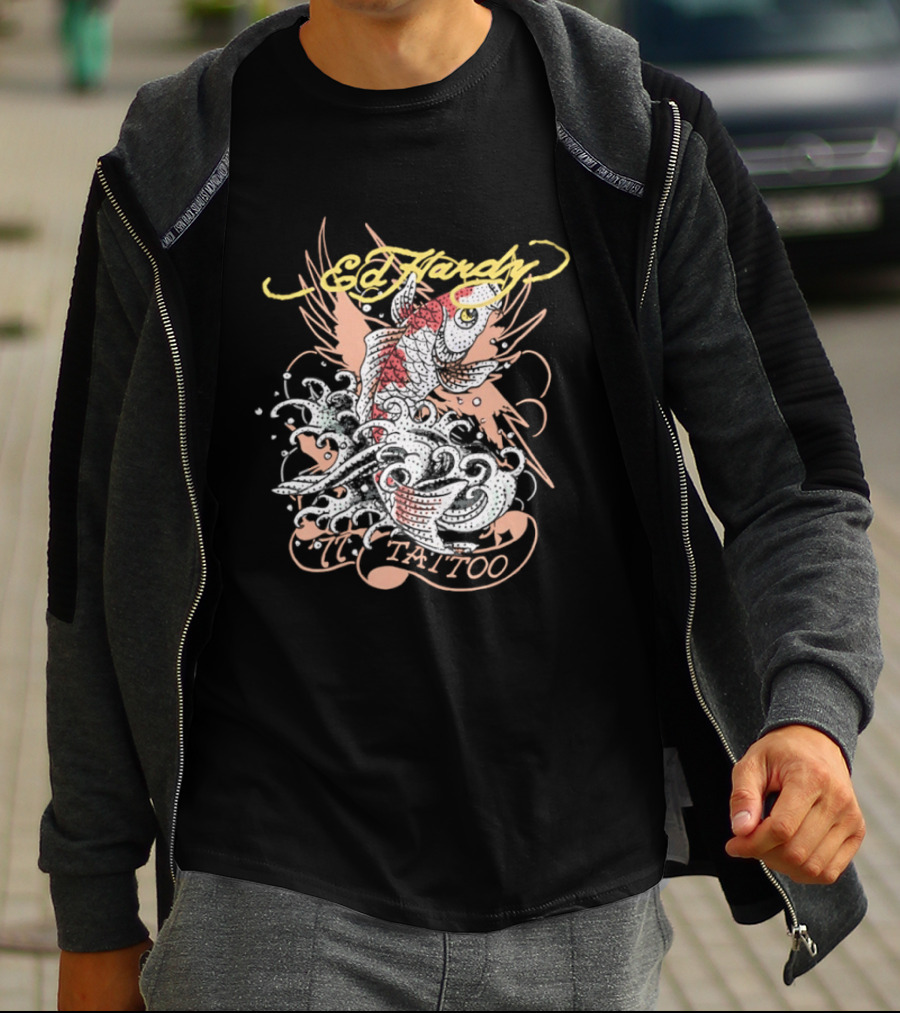 Ed Hardy 77 Tattoo Koi Fish Y2K Fashion T-Shirt
