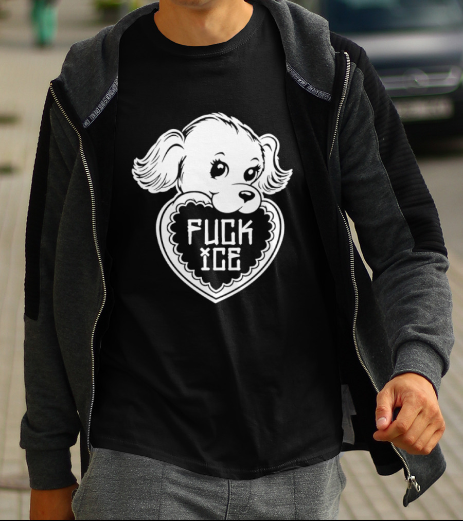 Fuck Ice Puppy Heart Protest Activism Dog T-Shirt