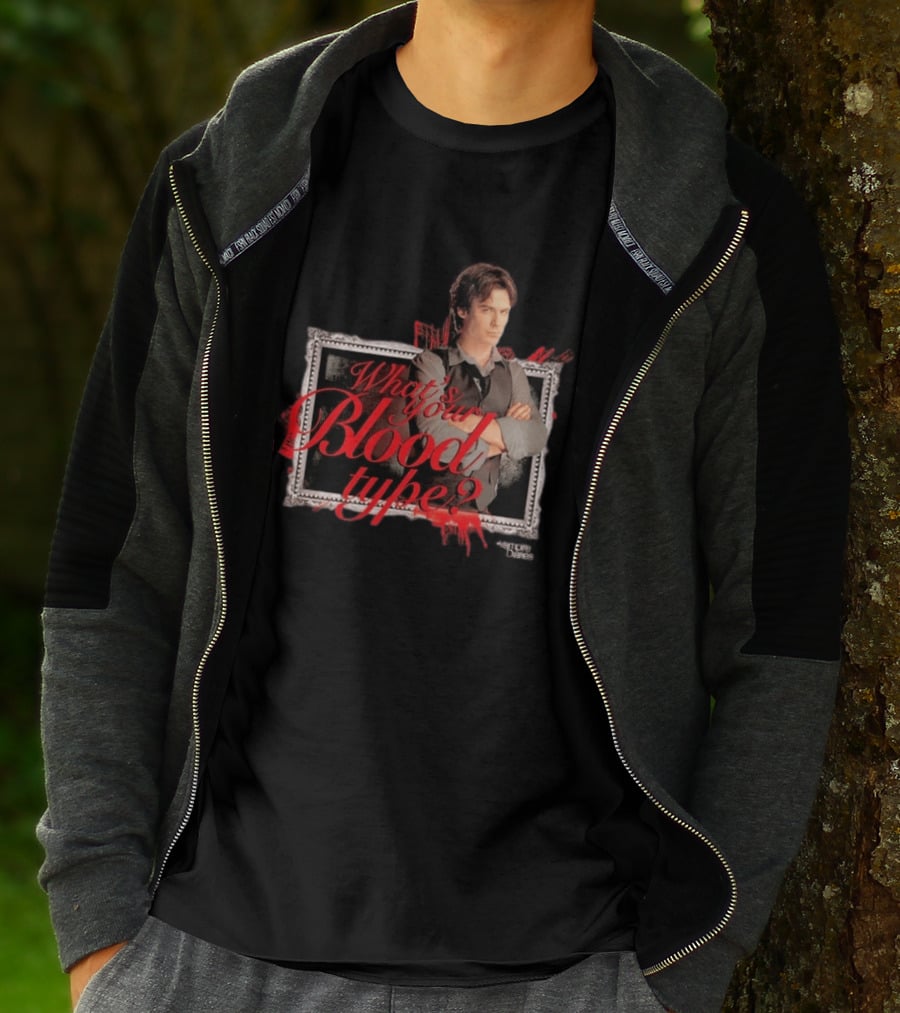 The Vampire Diaries Damon Salvatore What's Your Blood Type Framed T-Shirt