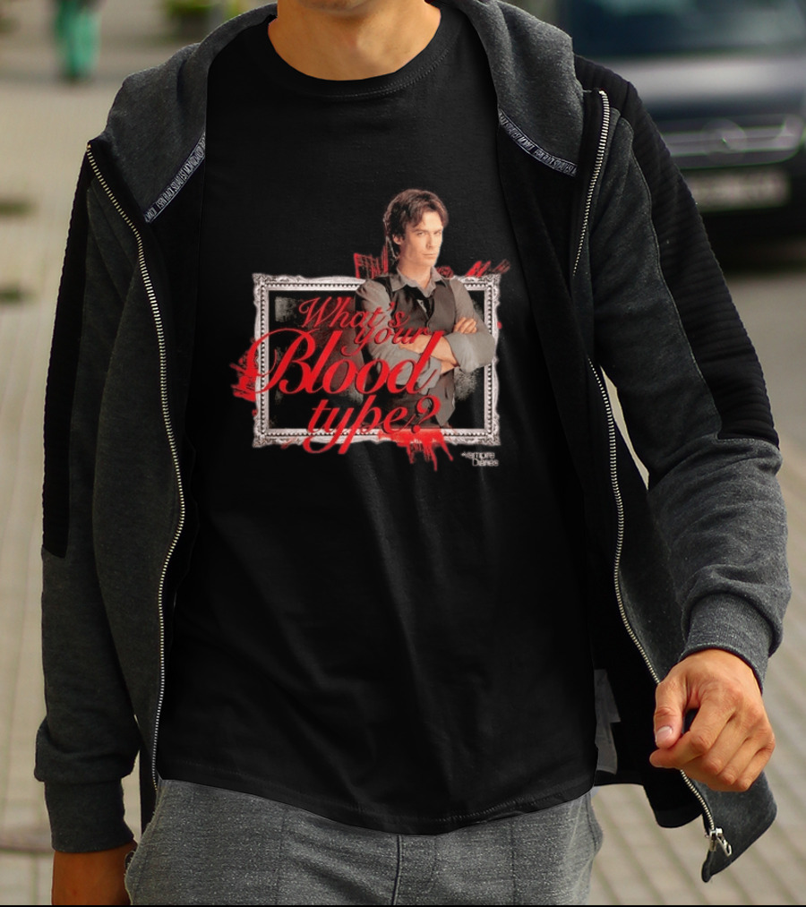 The Vampire Diaries Damon Salvatore What's Your Blood Type Framed T-Shirt