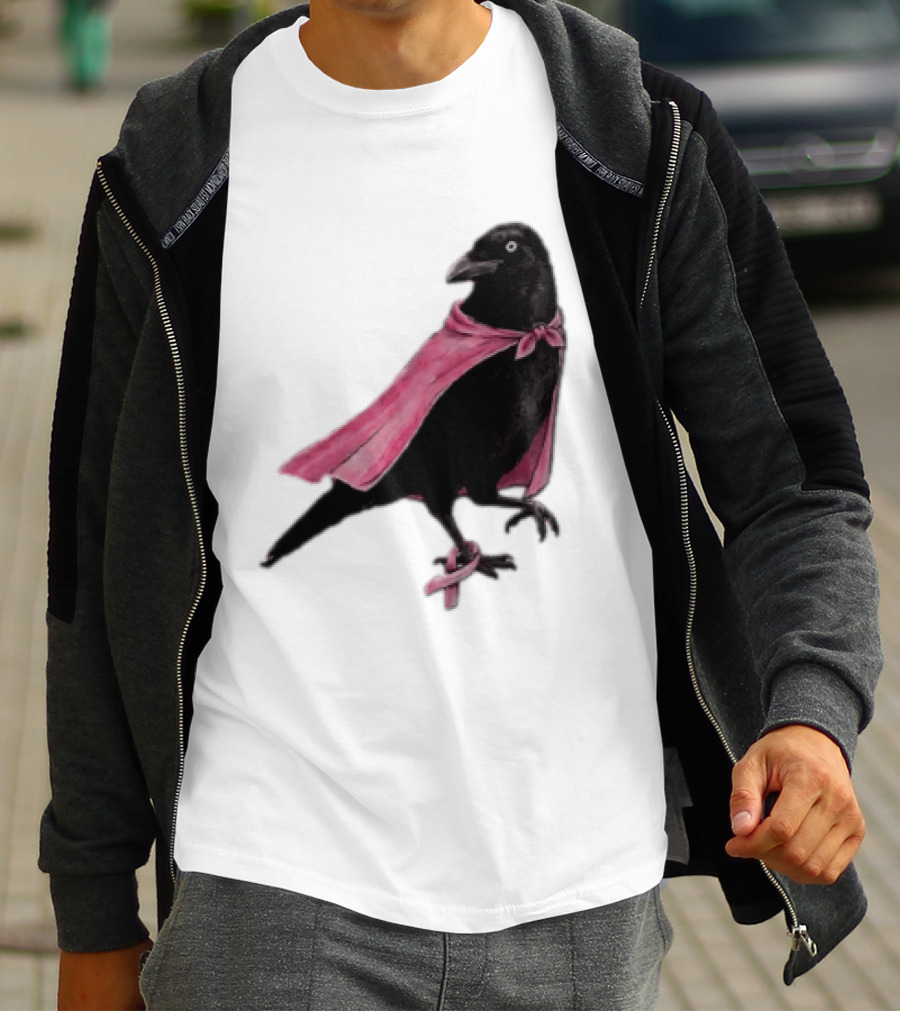 Breast Cancer Awareness Month Pink Ribbon Crow We Wear Pink In October T-Shirt