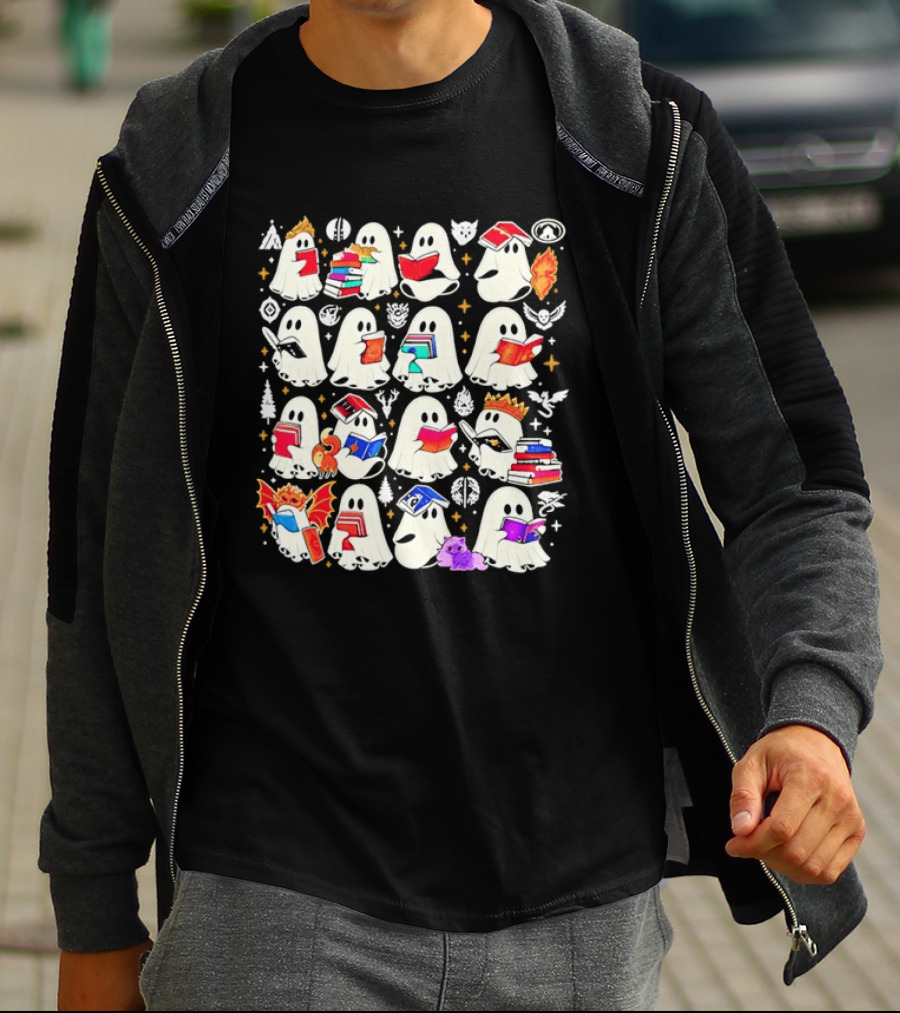 Ghosts Reading Books Halloween Costume Party T-Shirt