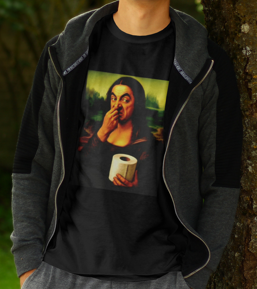 Rowan Atkinson Mona Lisa Nose Picking Toilet Roll Holding T-Shirt