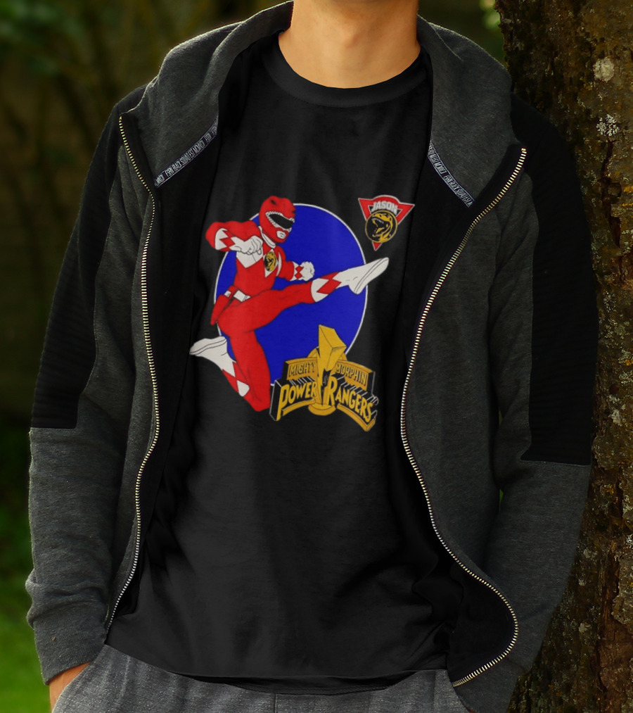 Jason Red Ranger Mighty Morphin Power Rangers Iconic Kick Pose Lion T-Shirt