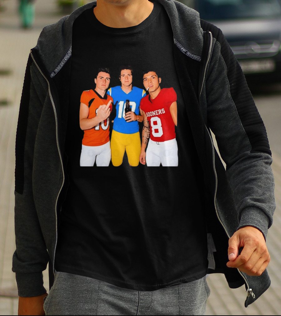 Bo Nix Justin Herbert Dillon Gabriel Football Players Gesture And Cigarette T-Shirt