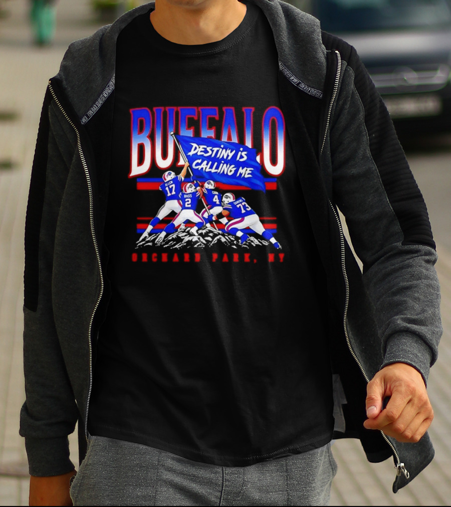 Buffalo Destiny Is Calling Me Allen Bass Cook Dawkins Orchard Park NY T-Shirt
