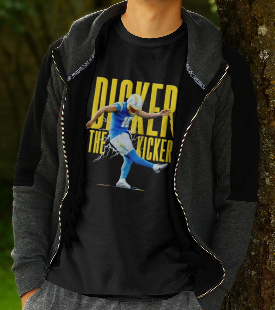 Cameron Dicker The Kicker Football Action Blue And Yellow T-Shirt