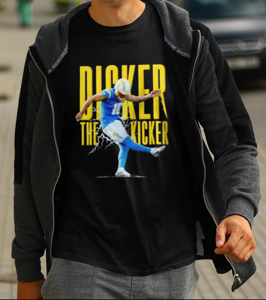 Cameron Dicker The Kicker Football Action Blue And Yellow T-Shirt