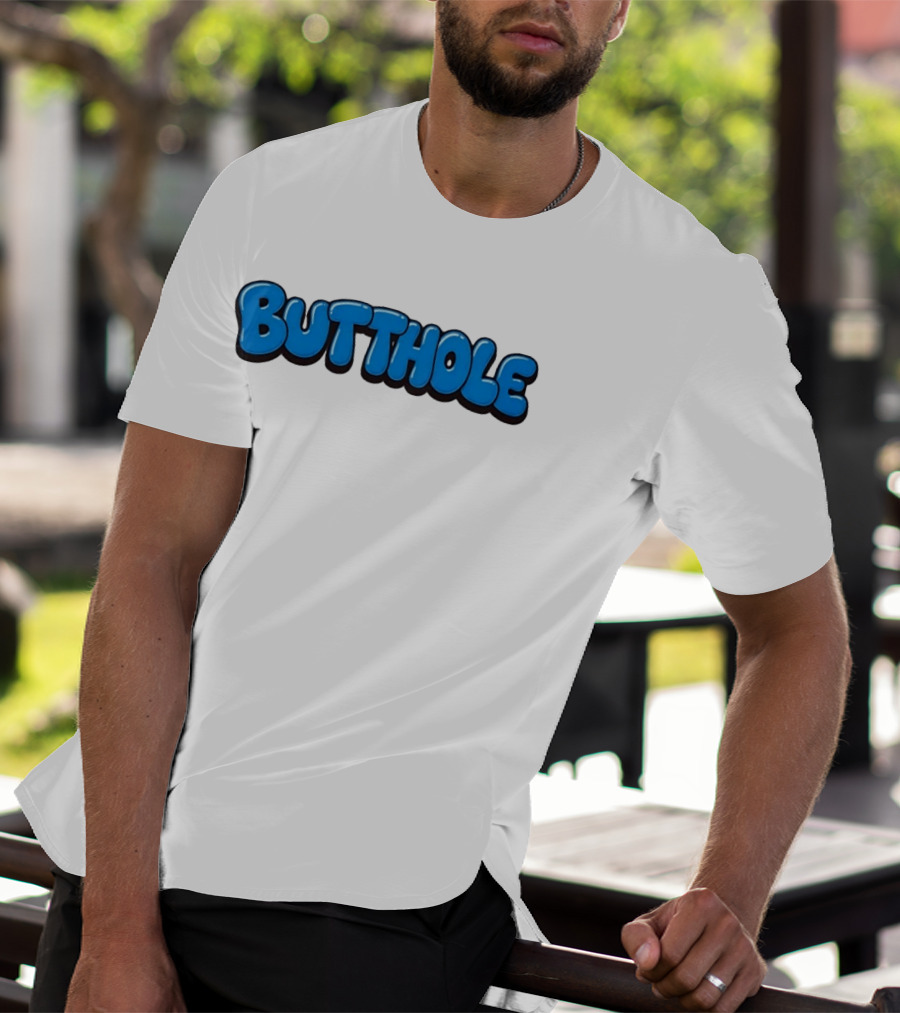 Butthole Bubble Letter Graffiti Blue T-Shirt
