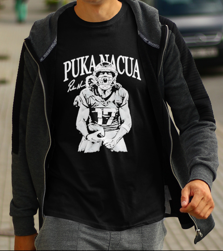 Los Angeles Rams Puka Nacua Number 17 NFL Player Signature T-Shirt