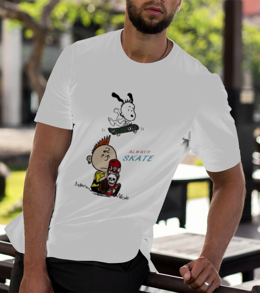 Charlie Brown Snoopy Always Skate NOFX Rancid T-Shirt