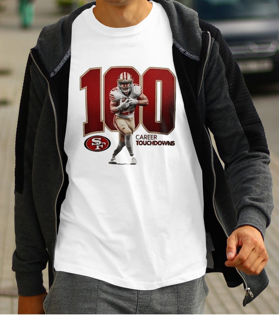Christian McCaffrey 49ers 100 Career Touchdowns T-Shirt