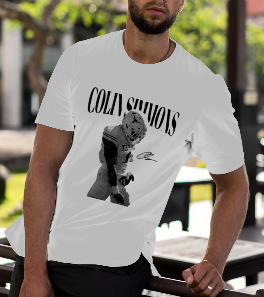 Colin Simmons Texas Longhorns Football Grotesque Sack Celly T-Shirt