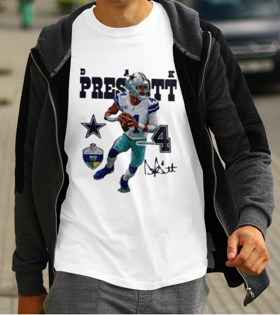 Dak Prescott Dallas Cowboys Quarterback 2026 Football Star Number 4 T-Shirt
