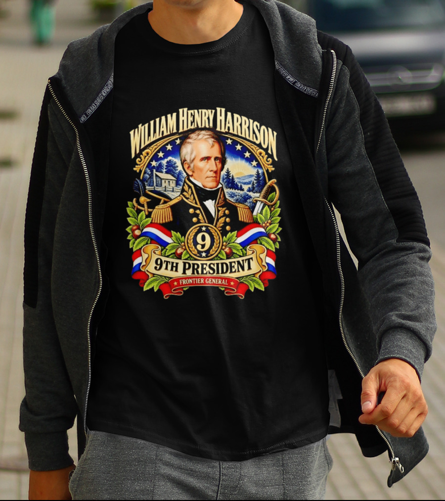 William Henry Harrison 9th President Frontier General Historical T-Shirt