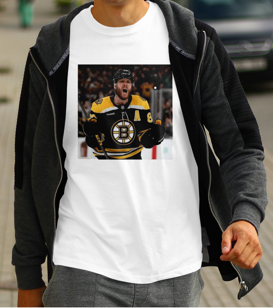 David Pastrnak Bruins Captain Announcement With Iconic Team Jersey Celebration T-Shirt