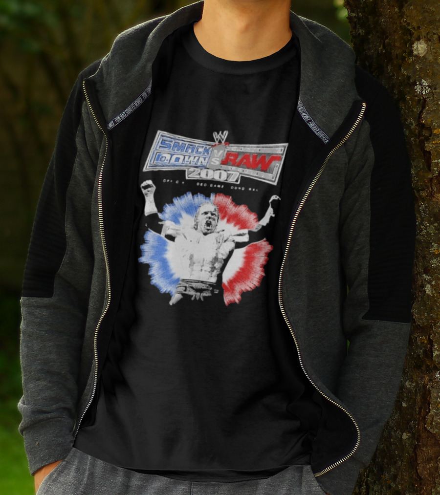 WWE SmackDown Vs Raw 2007 Video Game Soundtrack Fighter Triumph In Blue And Red T-Shirt