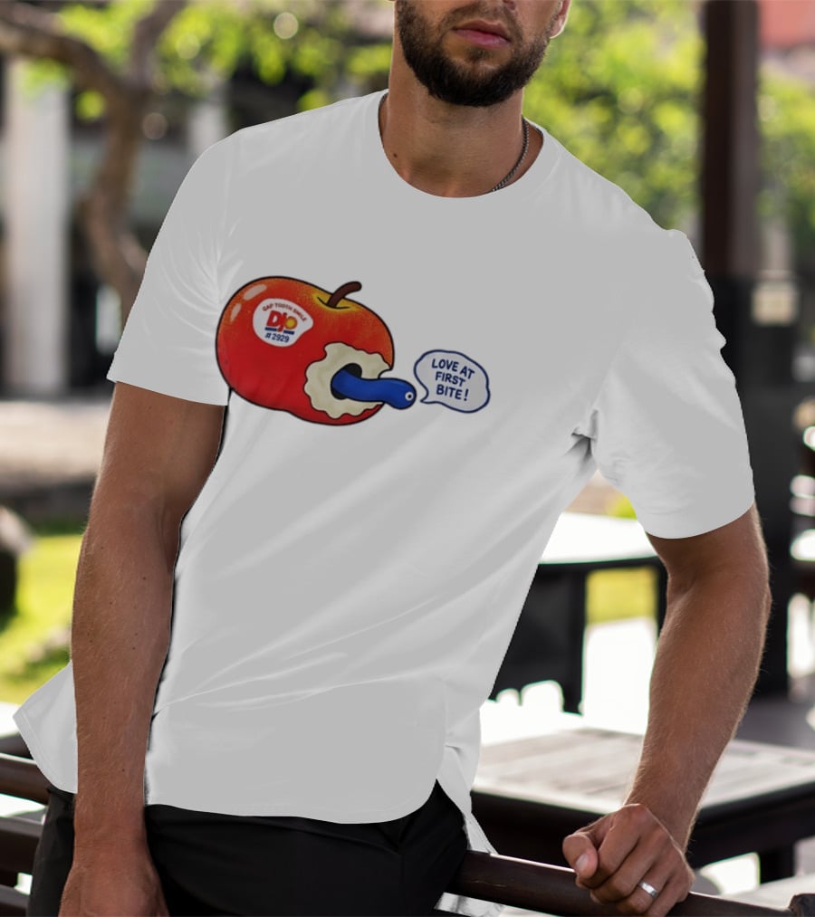 Gap Tooth Smile DJ No 2929 Love At First Bite Apple And Worm T-Shirt