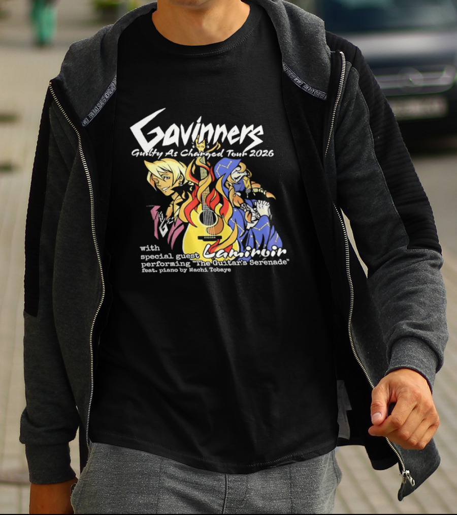 Gavinners Guilty As Charged Tour 2026 Special Guest Lamiroir Performing The Guitar's Serenade Machi Tobaye T-Shirt