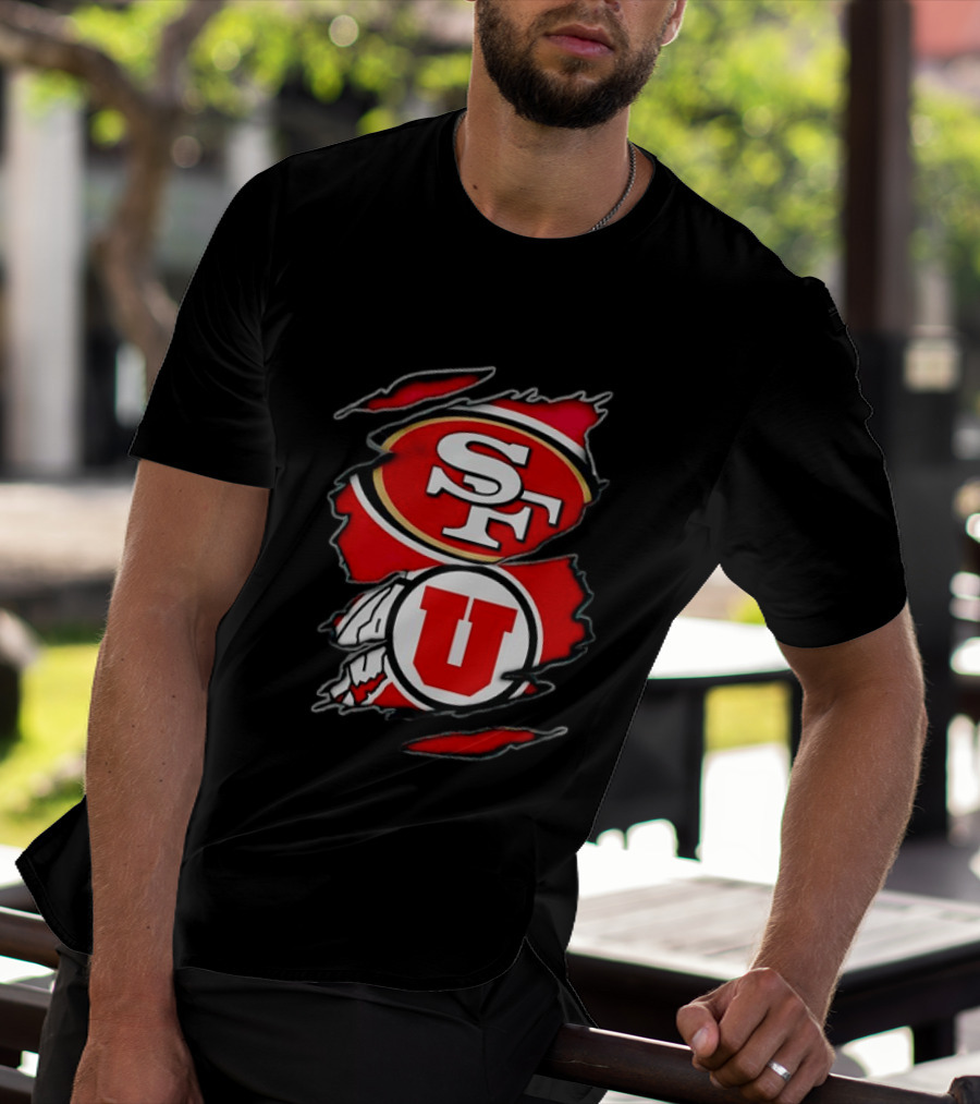 San Francisco 49ers Utah Utes SF U Ripped Combination T-Shirt