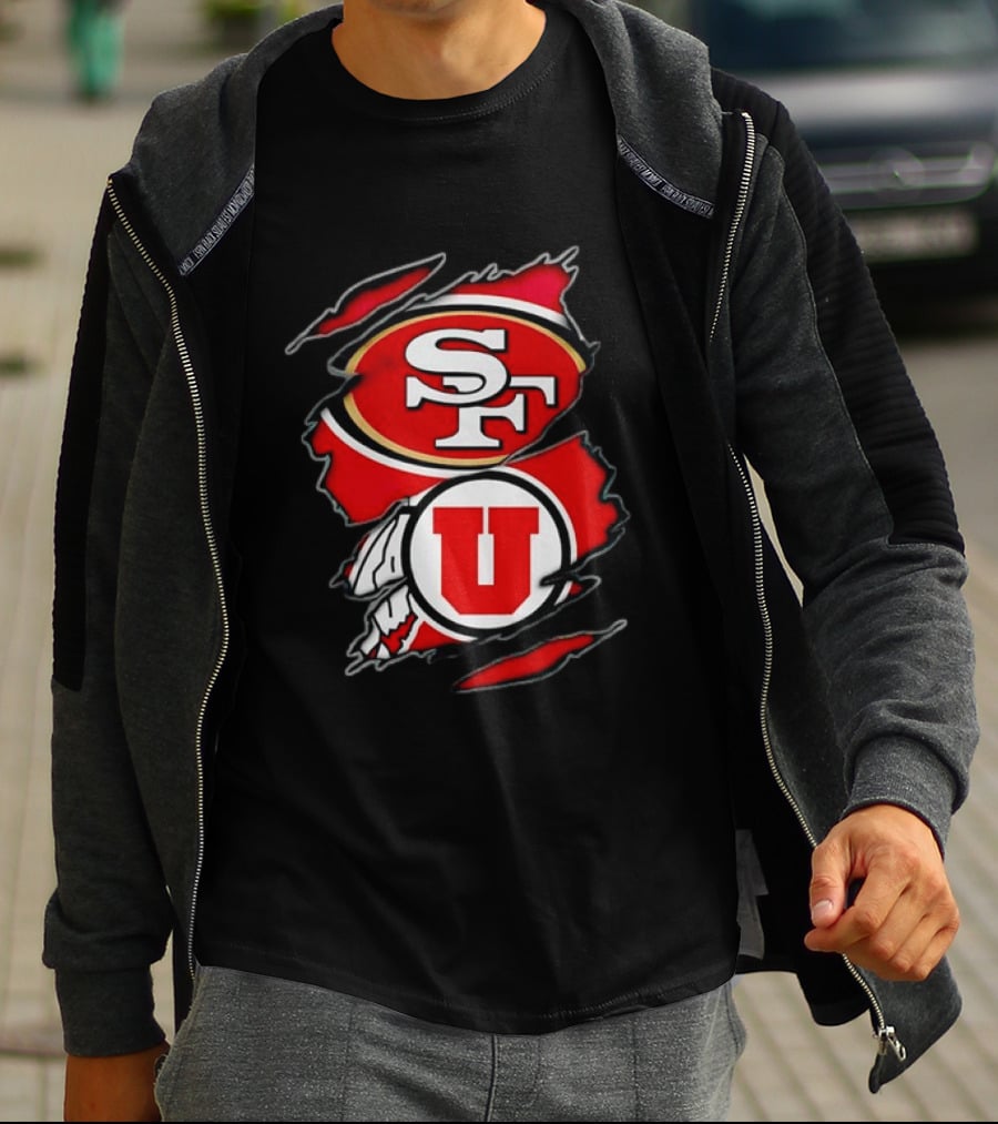 San Francisco 49ers Utah Utes SF U Ripped Combination T-Shirt