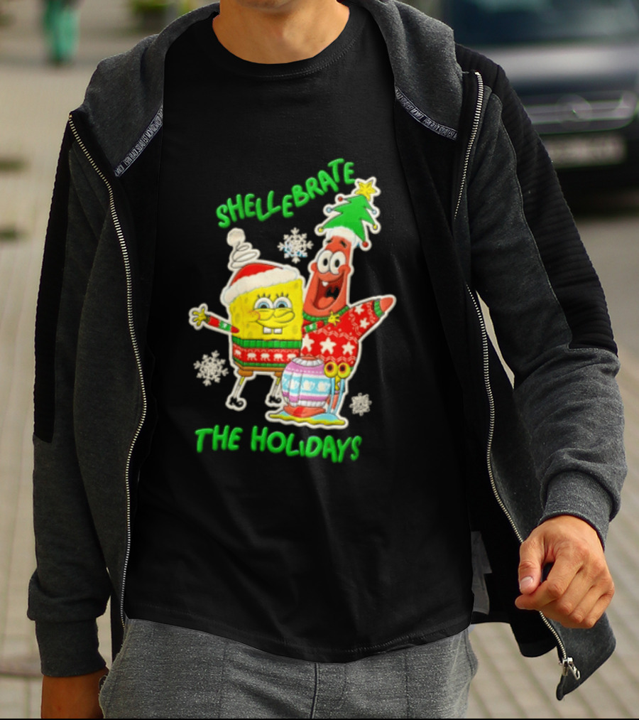 Shellebrate The Holidays With SpongeBob SquarePants And Patrick Star Festive Sweaters T-Shirt
